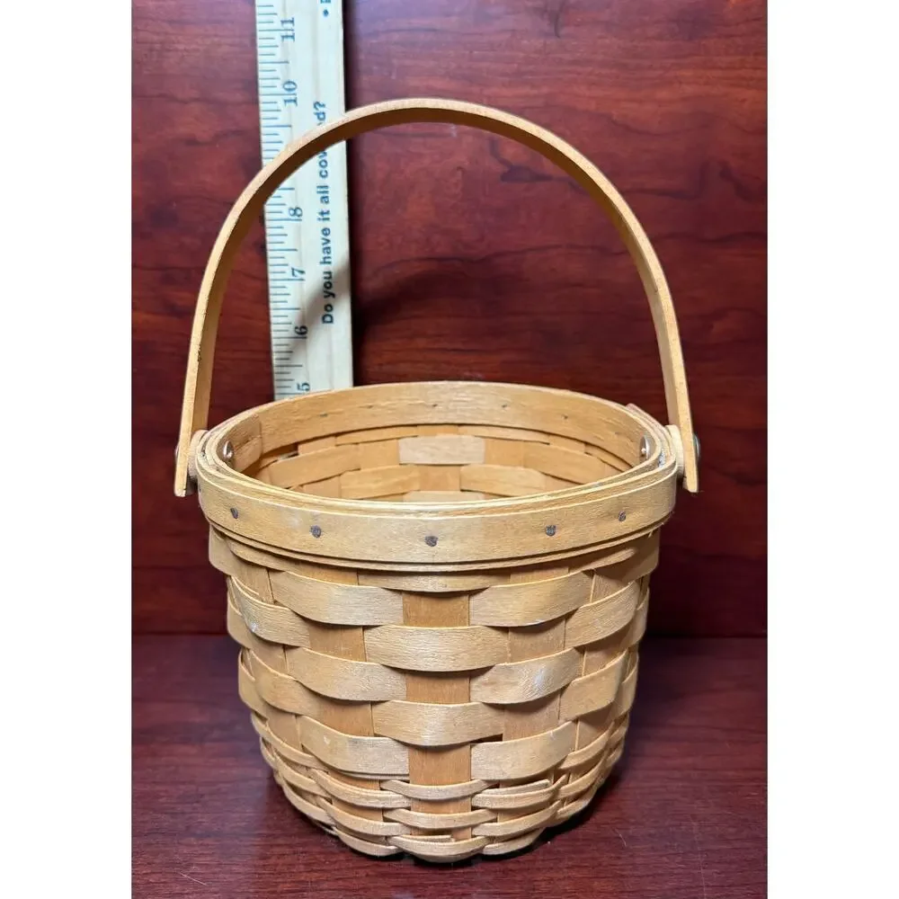 1995 LONGABERGER Medium Fruit Basket Swing Handle Inverted Bottom USA